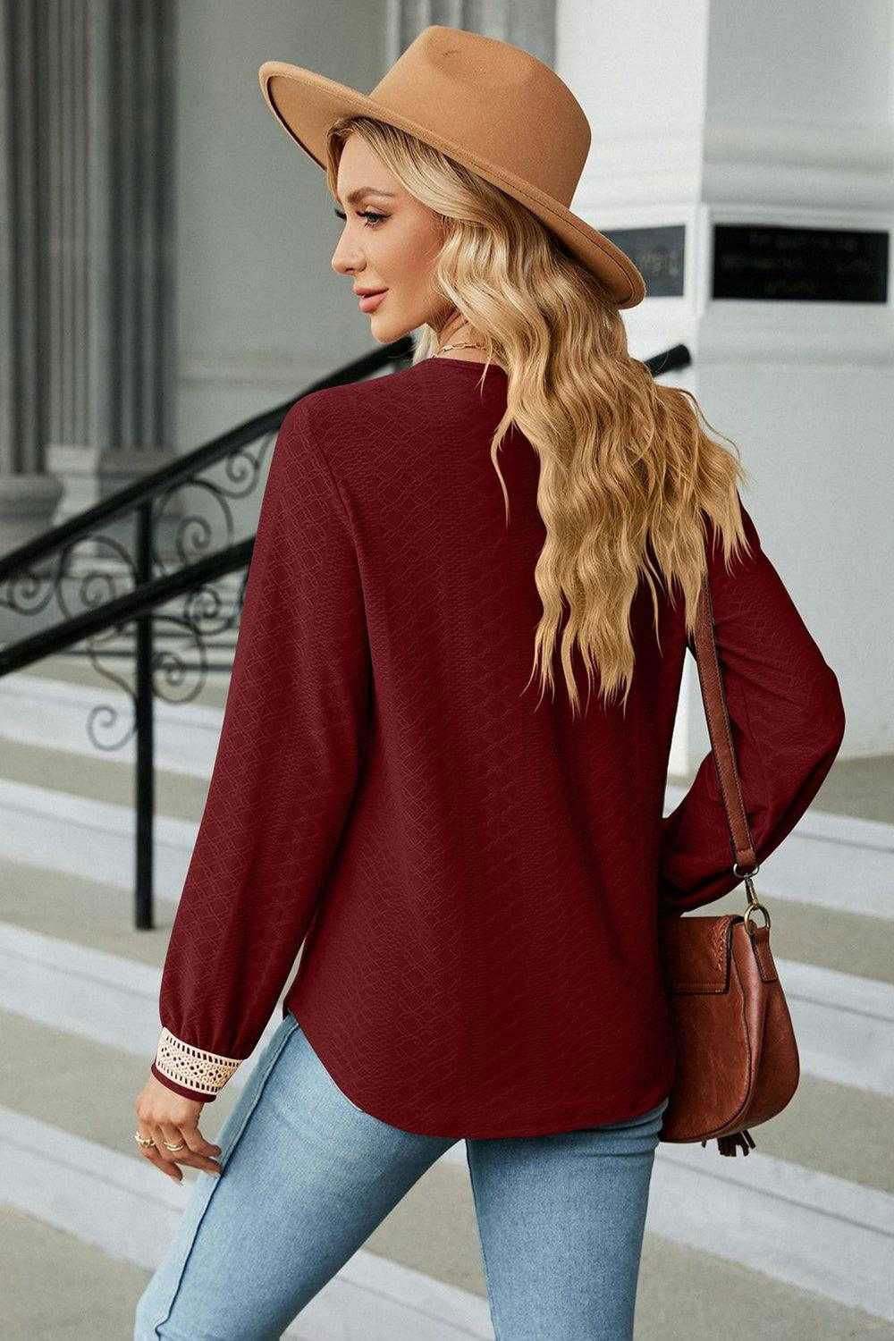 V-Neck Long Sleeve Blouse for Effortless Style | Shop Now 