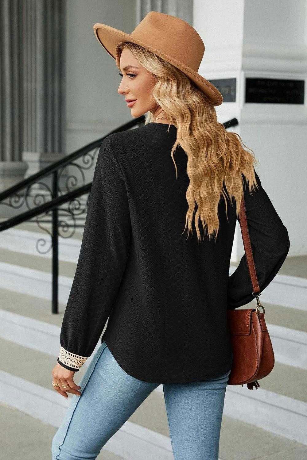 V-Neck Long Sleeve Blouse for Effortless Style | Shop Now 