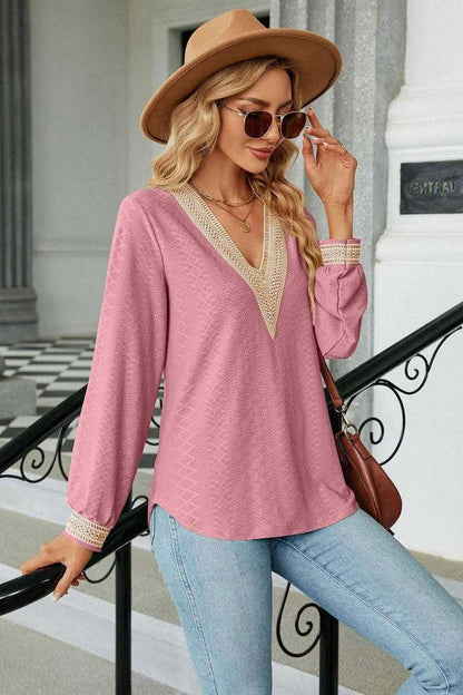 V-Neck Long Sleeve Blouse for Effortless Style | Shop Now 