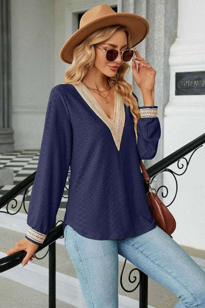 V-Neck Long Sleeve Blouse for Effortless Style | Shop Now 