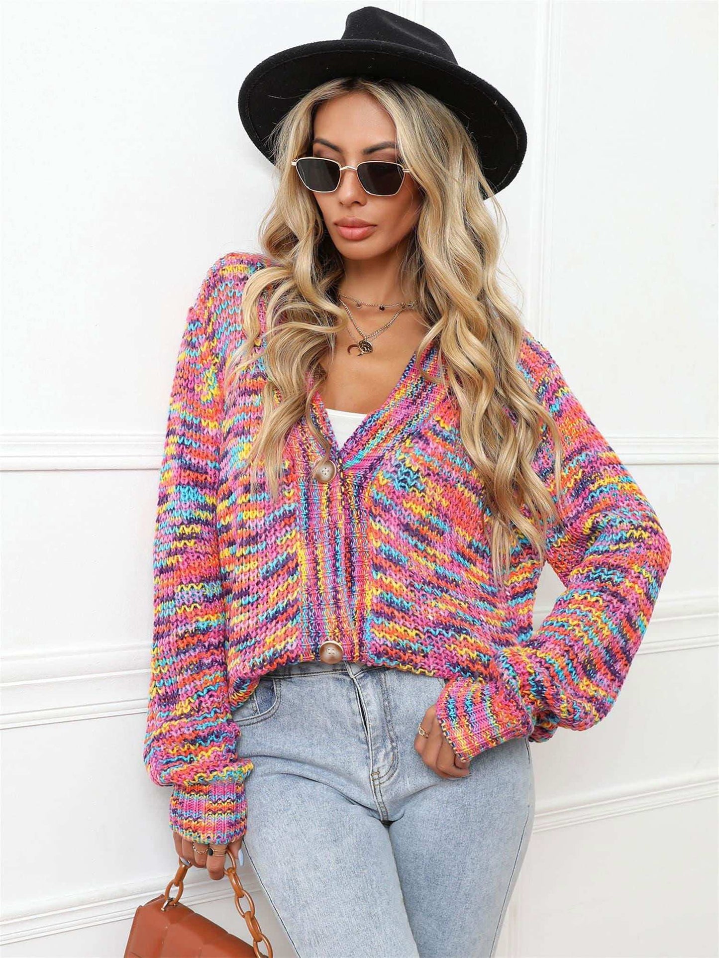 V-Neck Long Sleeve Cardigan 