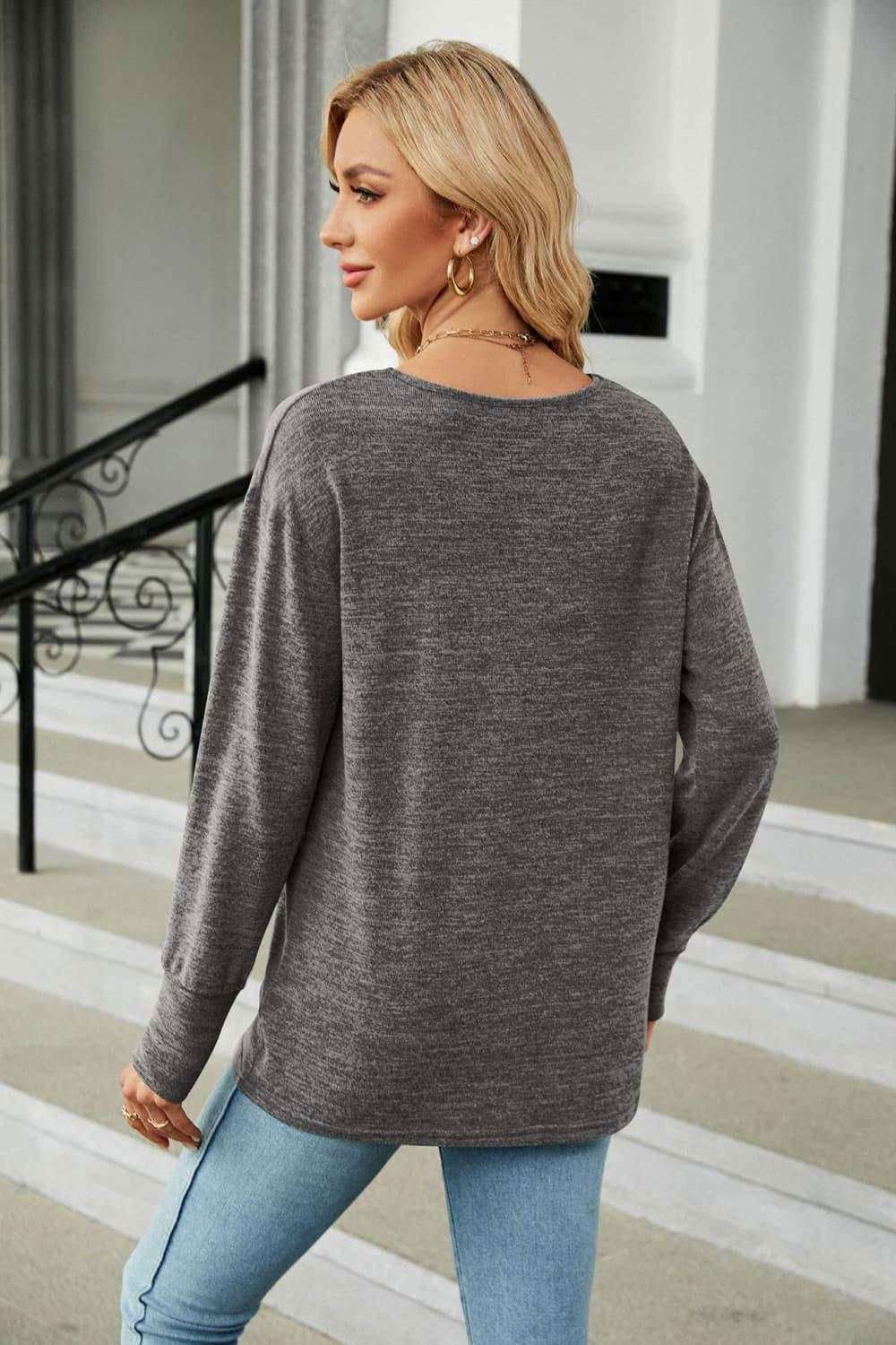 V-Neck Long Sleeve T-Shirt - Casual Style & Comfort 