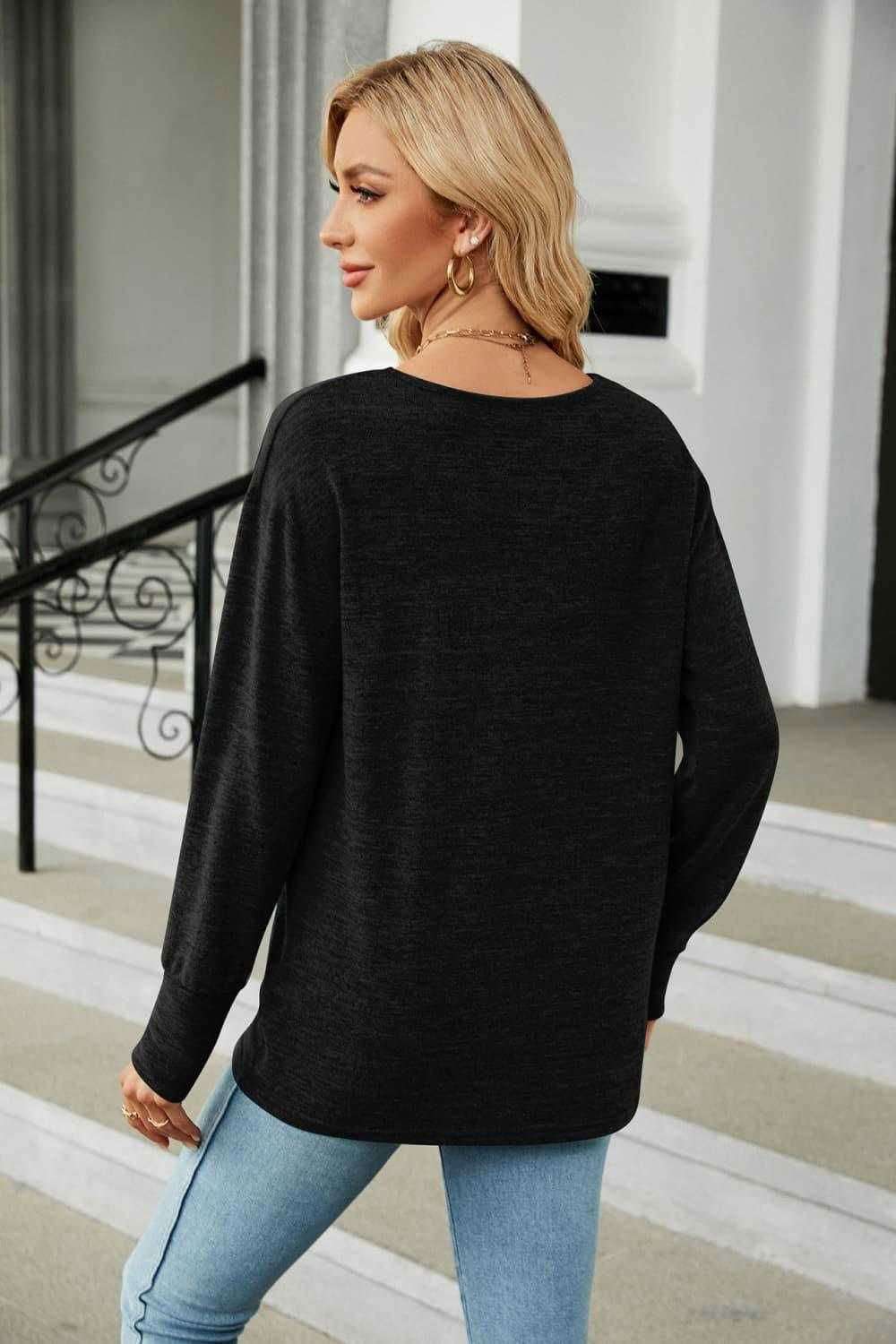 V-Neck Long Sleeve T-Shirt - Casual Style & Comfort 