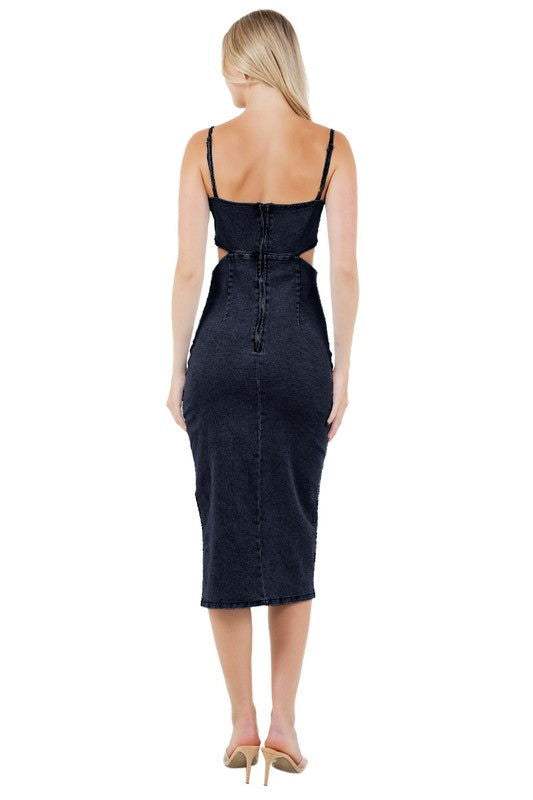 WOMEN FASHION DENIM MAXI DRESS 