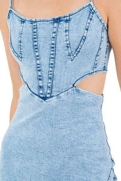 WOMEN FASHION DENIM MAXI DRESS 