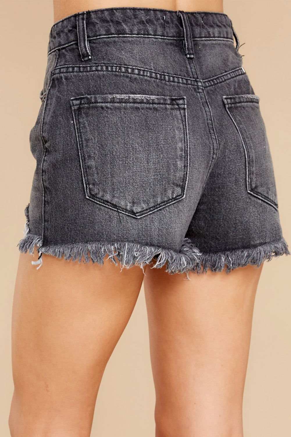 White Frayed Distressed Denim Shorts 