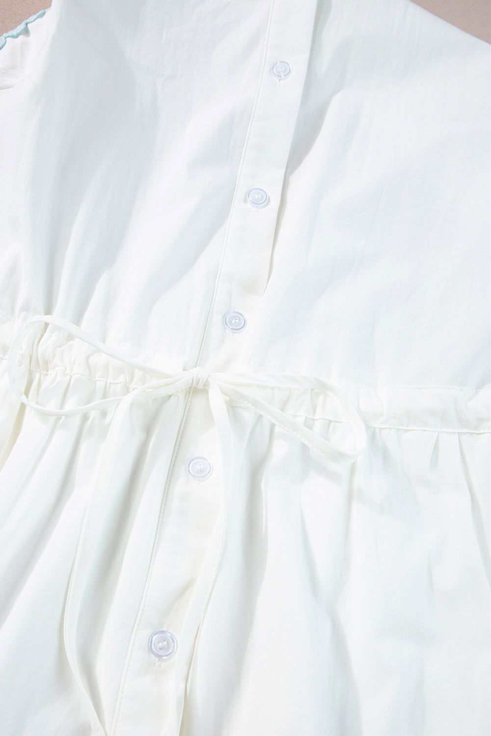 White High Waist Short Sleeve Tiered Shirt Dress 