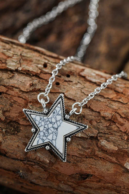 White Star Shape Pendant Chain Necklace 