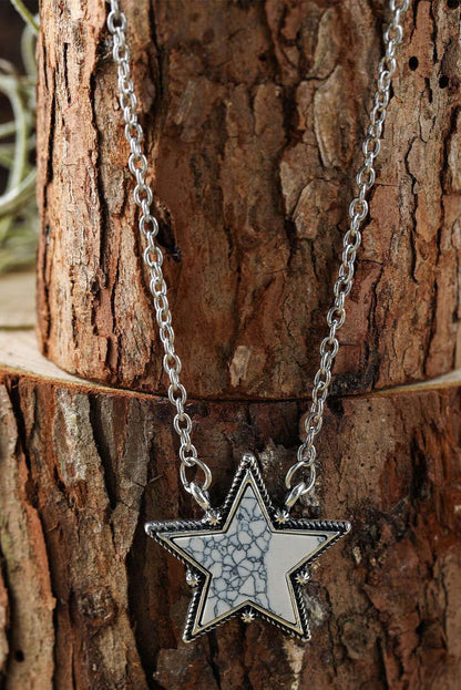 White Star Shape Pendant Chain Necklace 