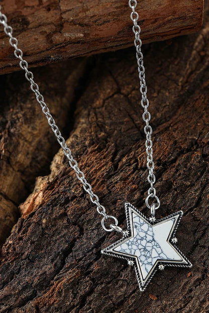 White Star Shape Pendant Chain Necklace 