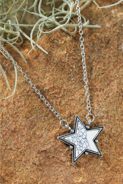 White Star Shape Pendant Chain Necklace 