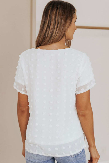 White Swiss Dot Jacquard Summer Top 