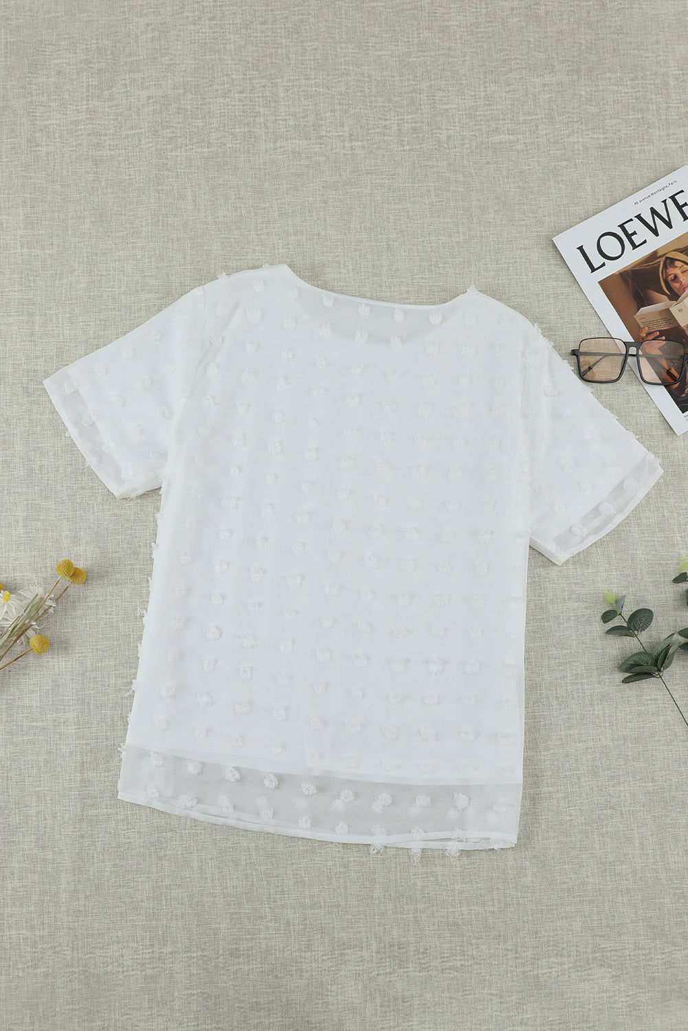 White Swiss Dot Jacquard Summer Top 