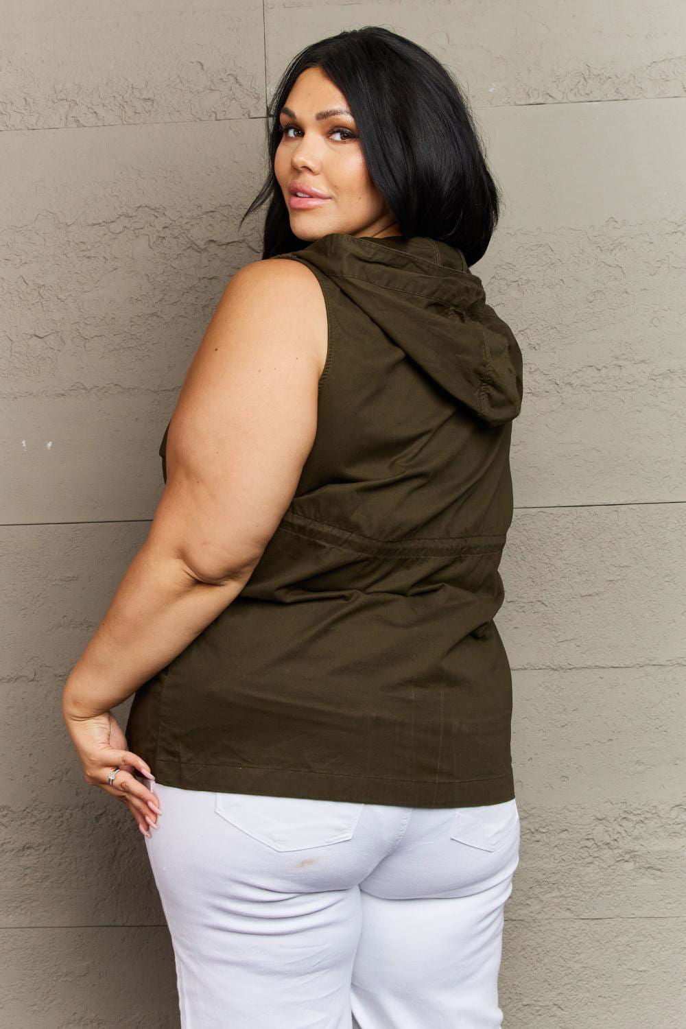 Zenana More To Come Full Size Military Hooded Vest 