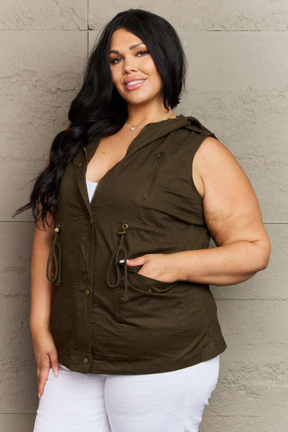 Zenana More To Come Full Size Military Hooded Vest 