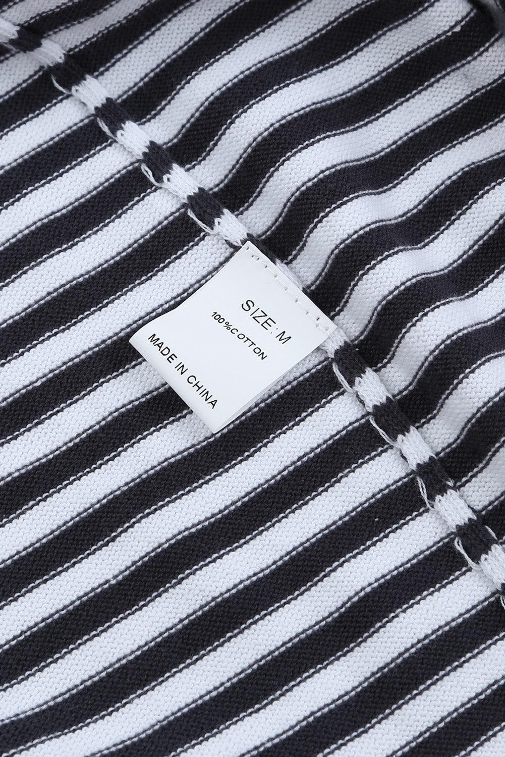 Striped Colorblock Trim Knit Pullover Sweater - Vesteeto