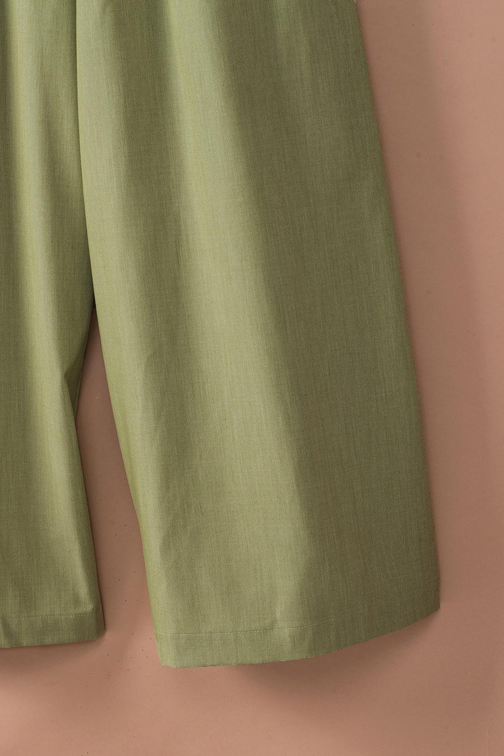Green Casual Asymmetric Thin Straps Wide Leg Jumpsuit - Vesteeto
