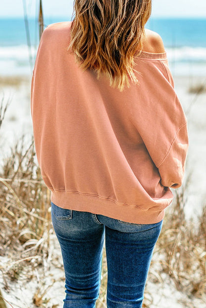 Apricot Basic Kangaroo Pocket Pullover Sweatshirt - Vesteeto