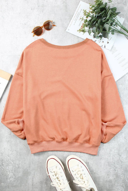 Apricot Basic Kangaroo Pocket Pullover Sweatshirt - Vesteeto