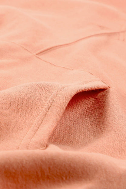 Apricot Basic Kangaroo Pocket Pullover Sweatshirt - Vesteeto