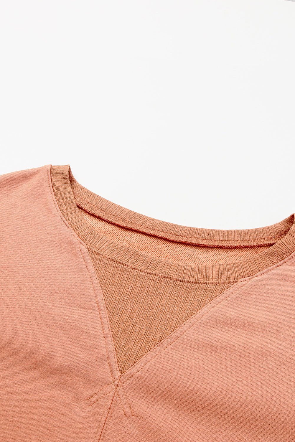 Apricot Basic Kangaroo Pocket Pullover Sweatshirt - Vesteeto