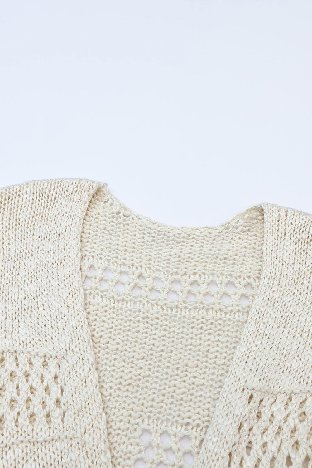 Apricot Casual Hollowed Knit Dolman Sleeve Cardigan - Vesteeto