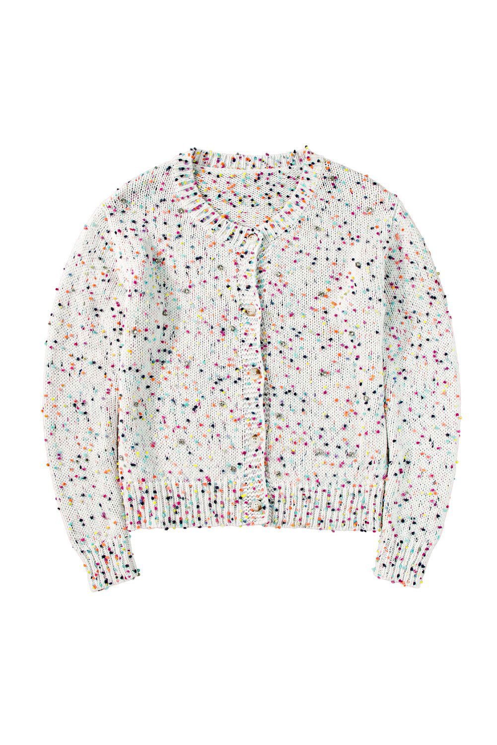 Apricot Confetti Knit Cropped Open Front Cardigan - Vesteeto