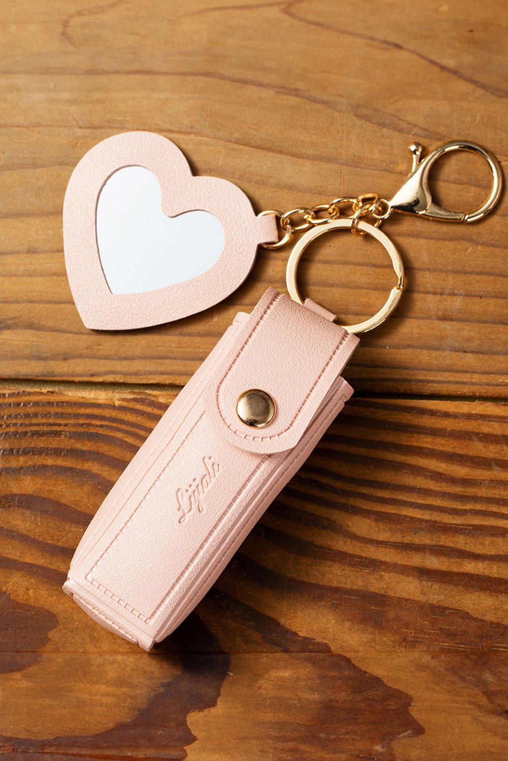 Apricot Pink Portable Lipstick Pocket Heart Decoration Keychain - Vesteeto