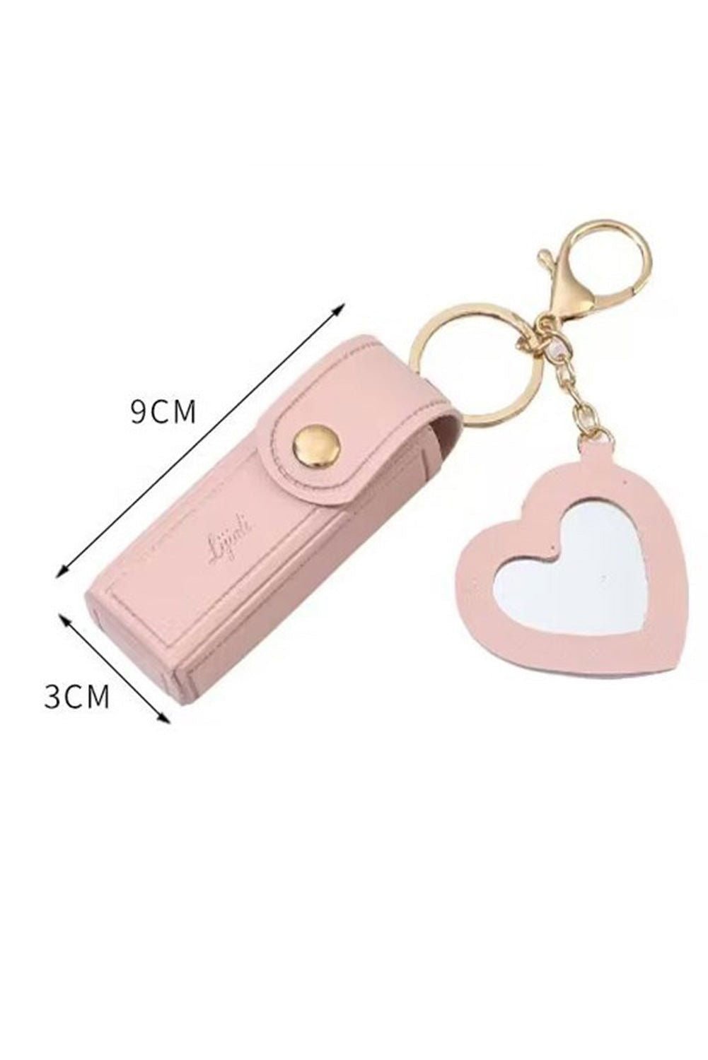 Apricot Pink Portable Lipstick Pocket Heart Decoration Keychain - Vesteeto