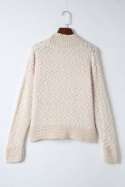 Apricot Popcorn Knit Open Front Cardigan - Vesteeto