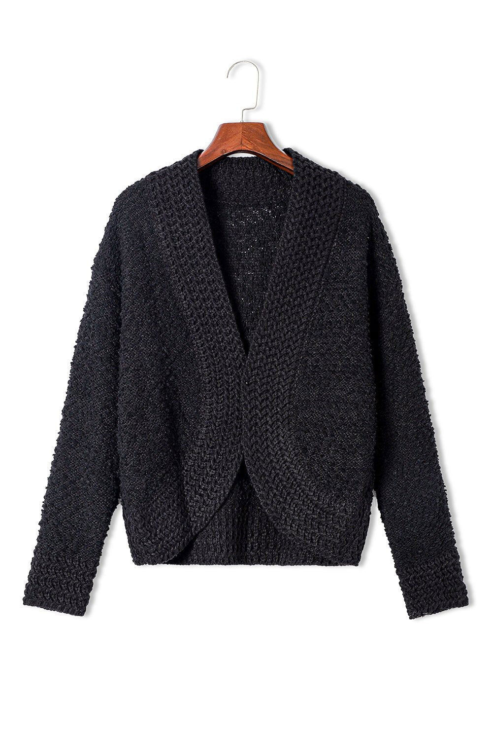 Apricot Popcorn Knit Open Front Cardigan - Vesteeto