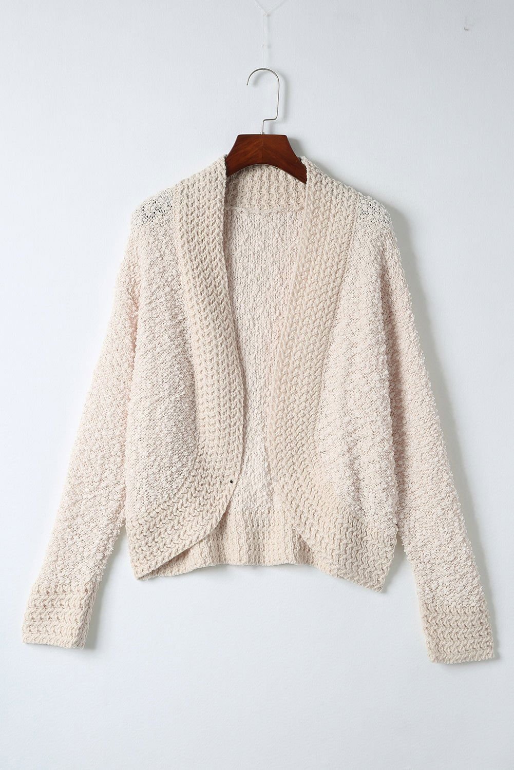 Apricot Popcorn Knit Open Front Cardigan - Vesteeto