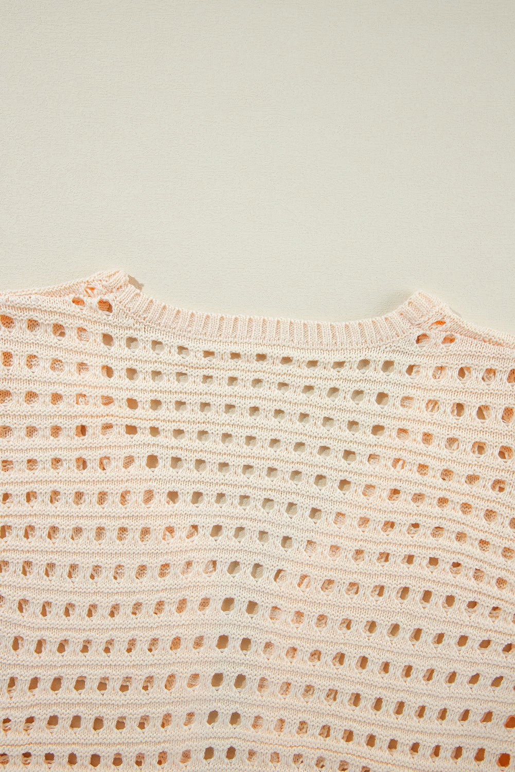 Apricot Solid Color Open Knit Cut Out Cardigan - Vesteeto