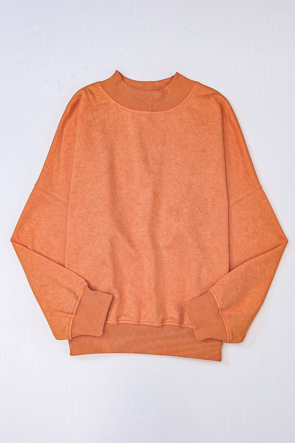 Brown Plain Drop Shoulder Crew Neck Pullover Sweatshirt 