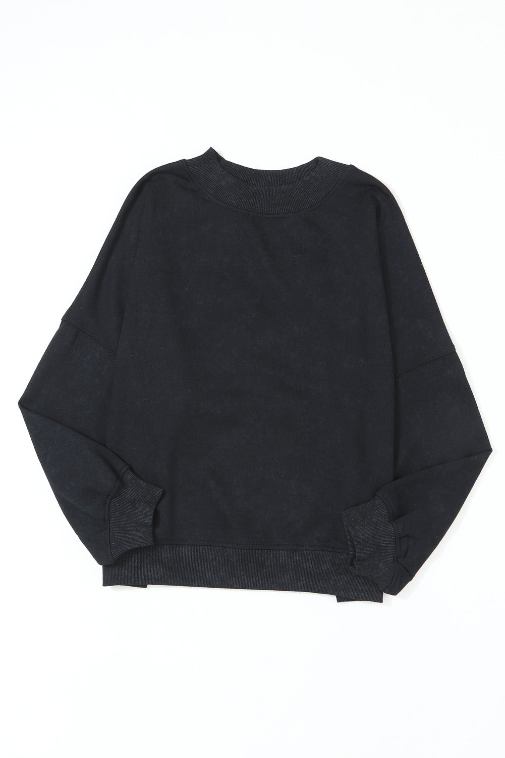 Brown Plain Drop Shoulder Crew Neck Pullover Sweatshirt 