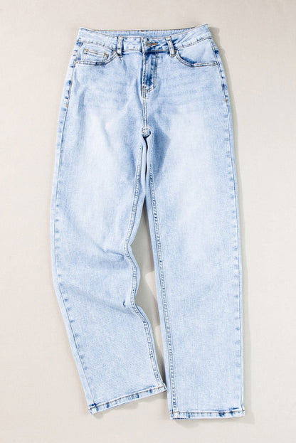 Beau Blue Acid Wash Straight Jeans - Vesteeto