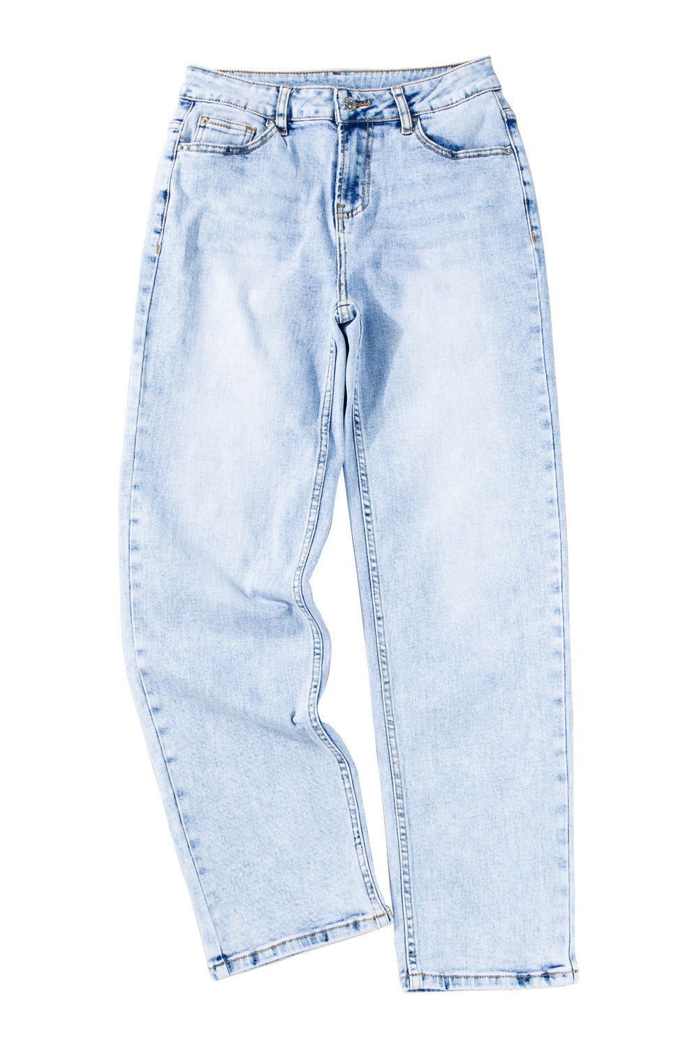 Beau Blue Acid Wash Straight Jeans - Vesteeto