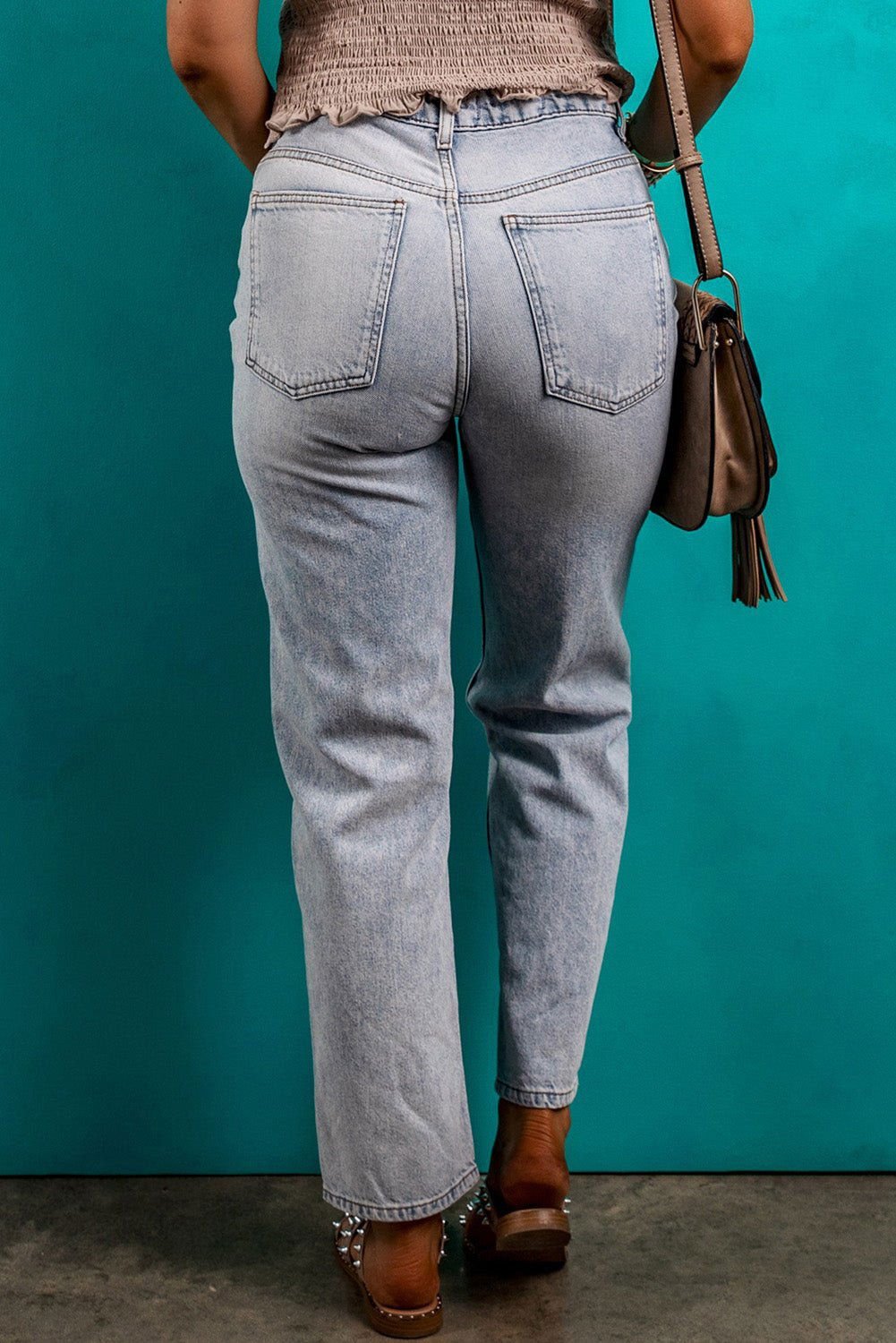 Beau Blue Acid Wash Straight Jeans - Vesteeto