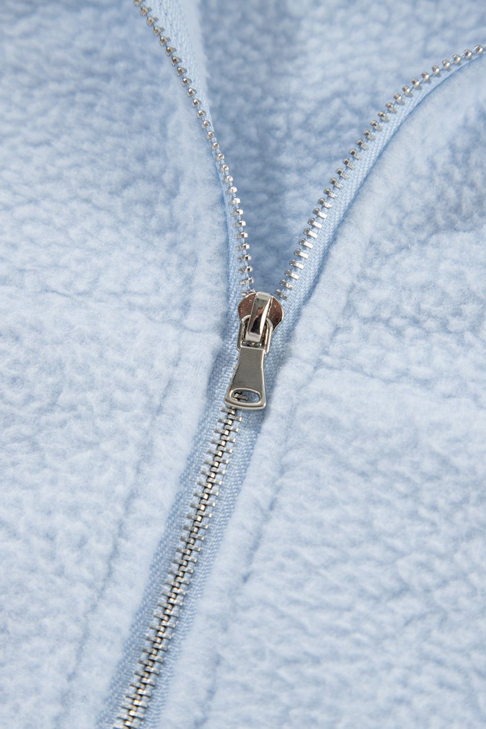 Beau Blue Cropped Sherpa Zip Up Hoodie - Vesteeto