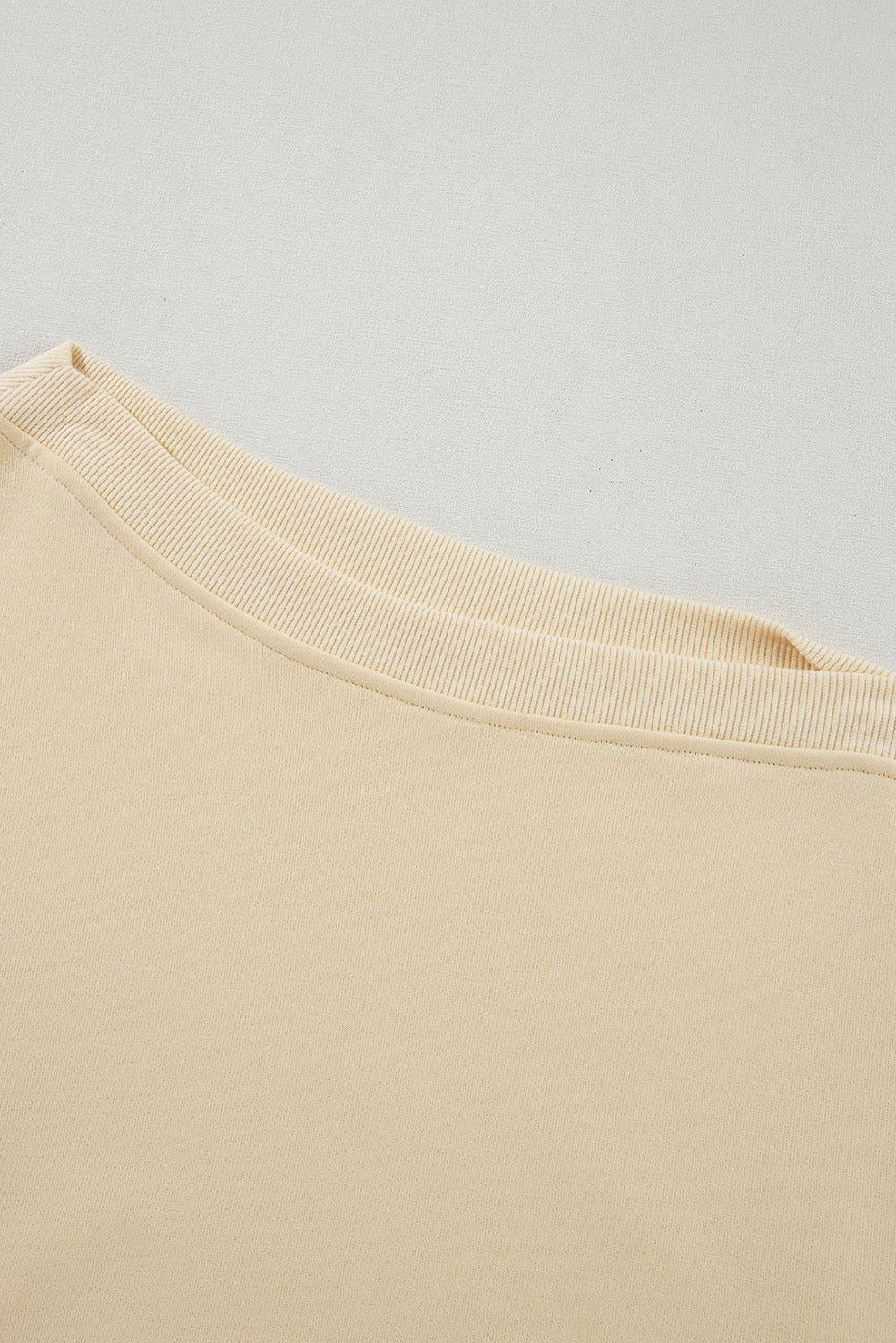 Beige Buttoned Sleeve Asymmetric Neck Oversized Sweatshirt - Vesteeto