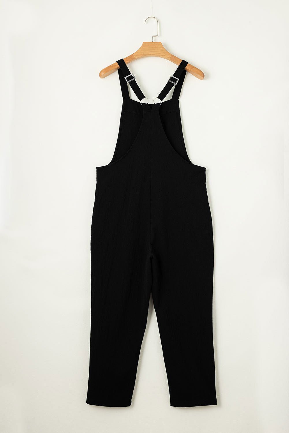 Black Adjustable Buckle Straps Cropped Jumpsuit - Vesteeto