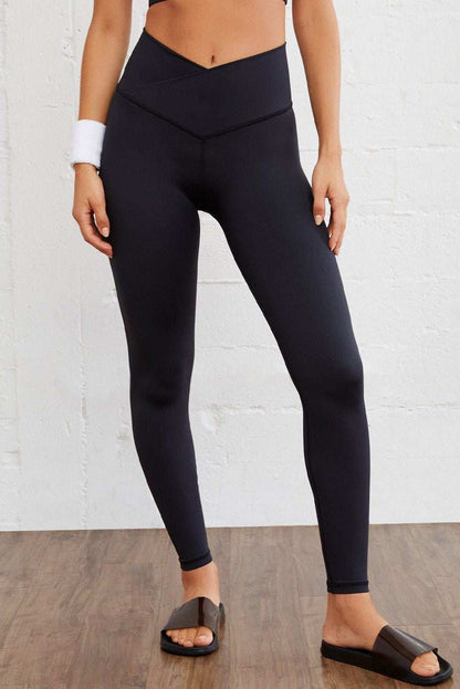 Black Arched Waist Seamless Active Leggings - Vesteeto