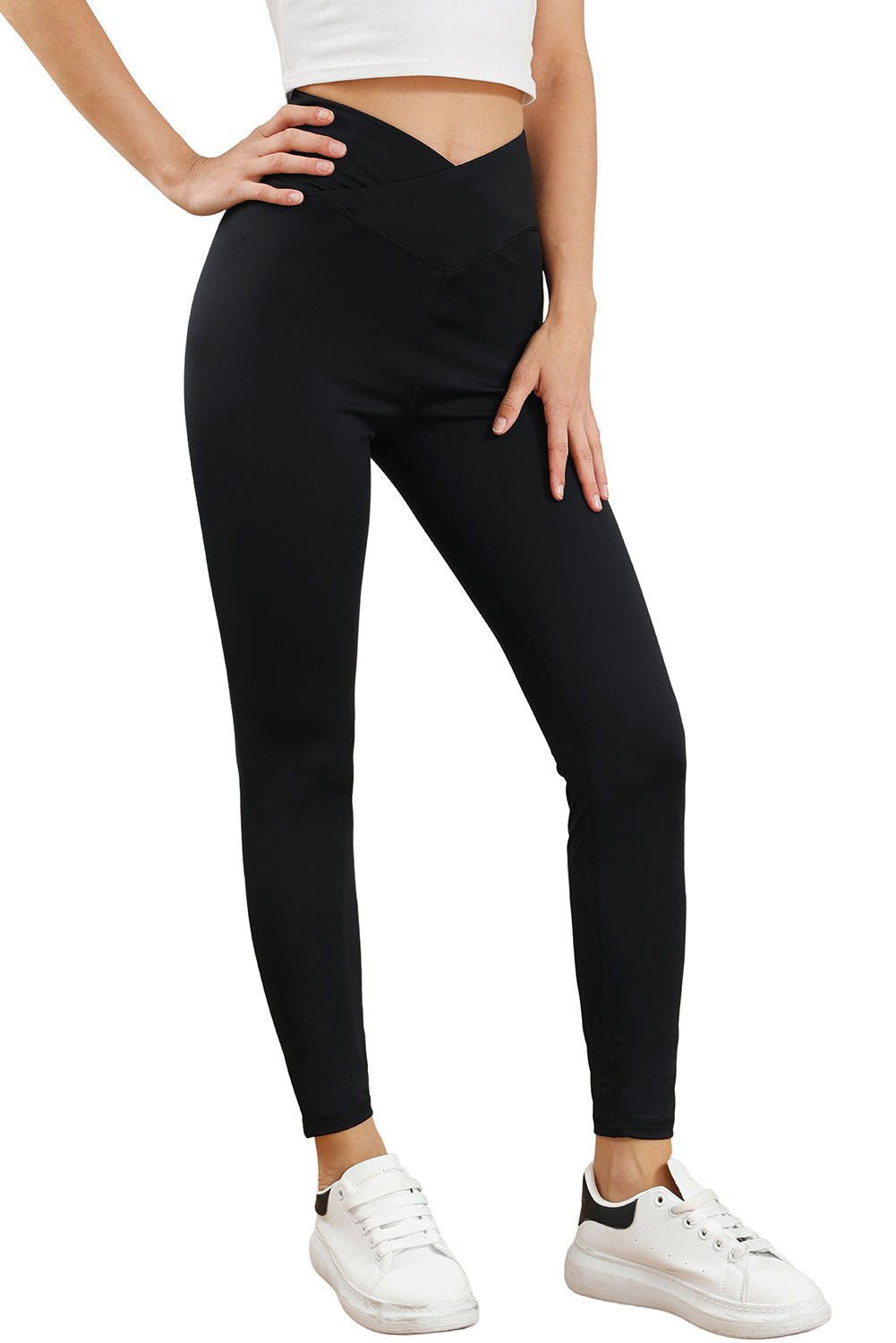 Black Arched Waist Seamless Active Leggings - Vesteeto