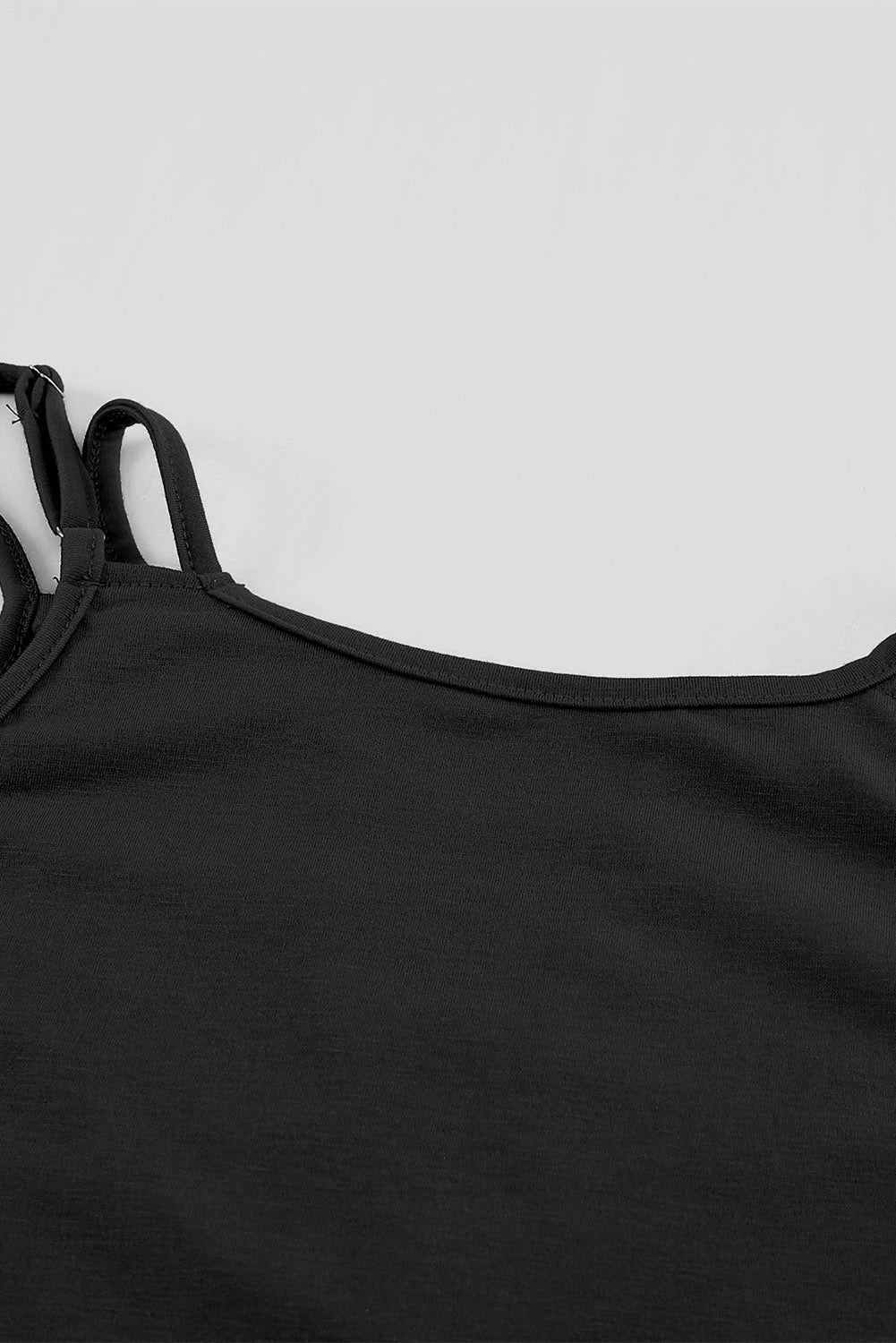 Black Basic Ladder Hollow - out Cami Top - Vesteeto