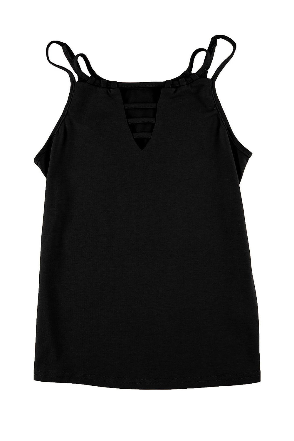 Black Basic Ladder Hollow - out Cami Top - Vesteeto