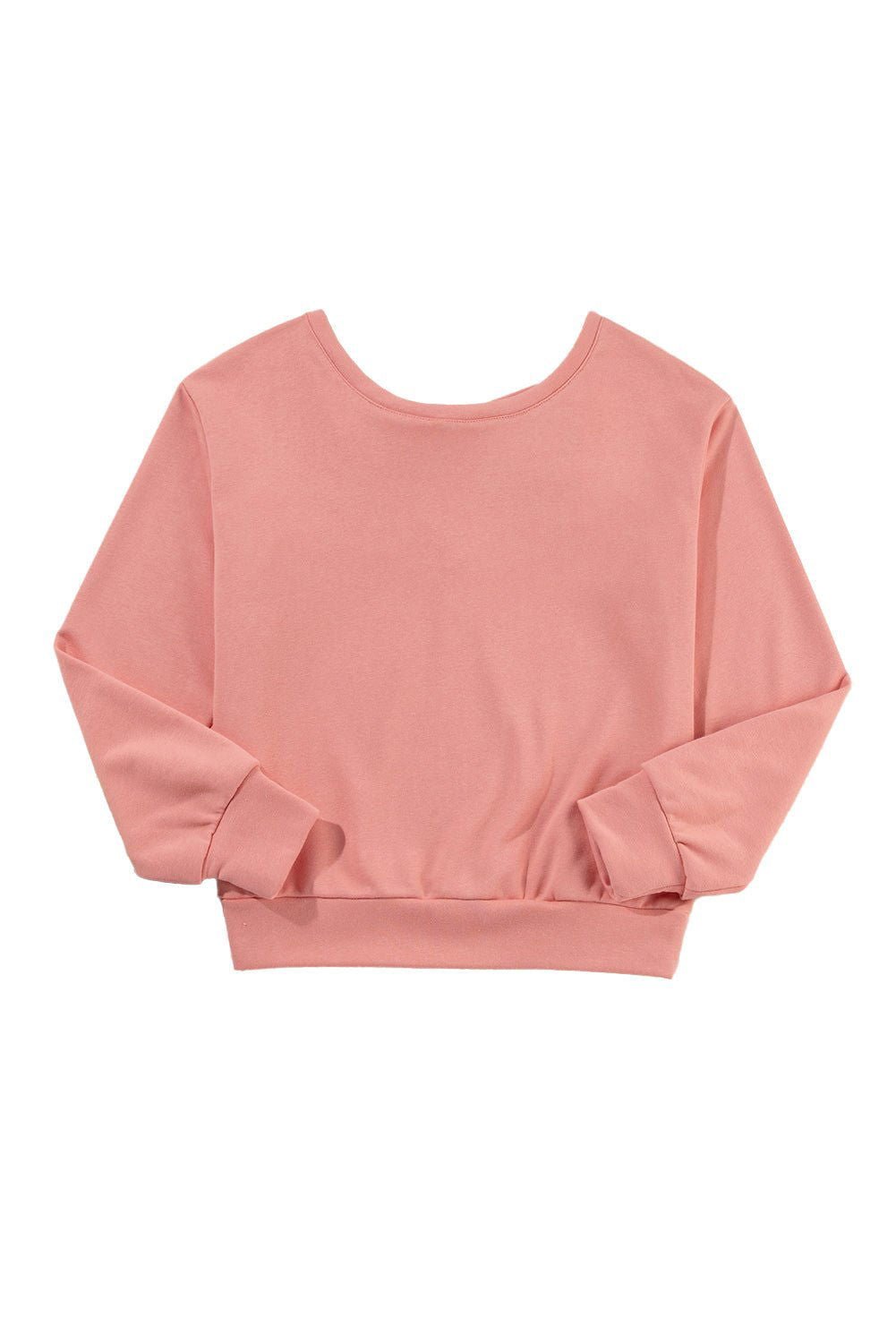 Black Bowknot Plain Round Neck Sweatshirt - Vesteeto