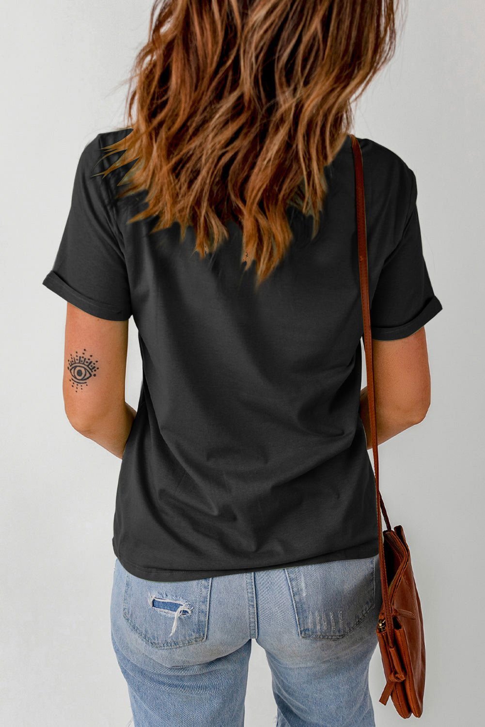 Black Casual be Kind Daisy Slogan Graphic Crewneck Tee - Vesteeto