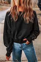 Black Casual One Strap V shape Open Back Sweatshirt - Vesteeto