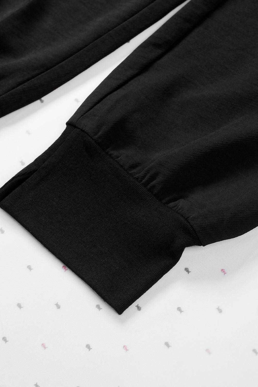 Black Casual Pocketed Tapered Elastic Waist Joggers 