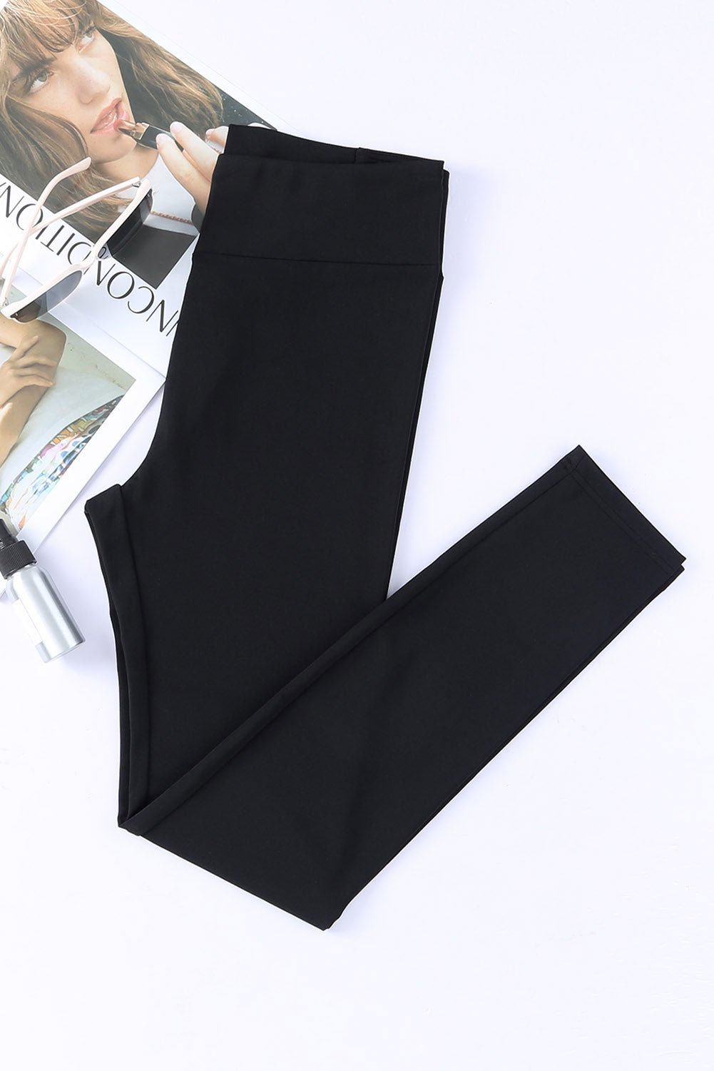 Black Criss Cross Tummy Control High Waisted Leggings - Vesteeto